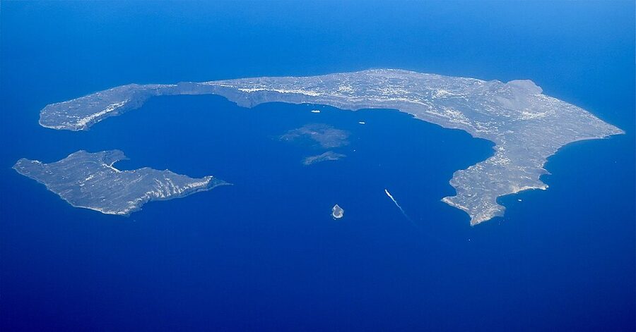 Santorini caldera aerial view