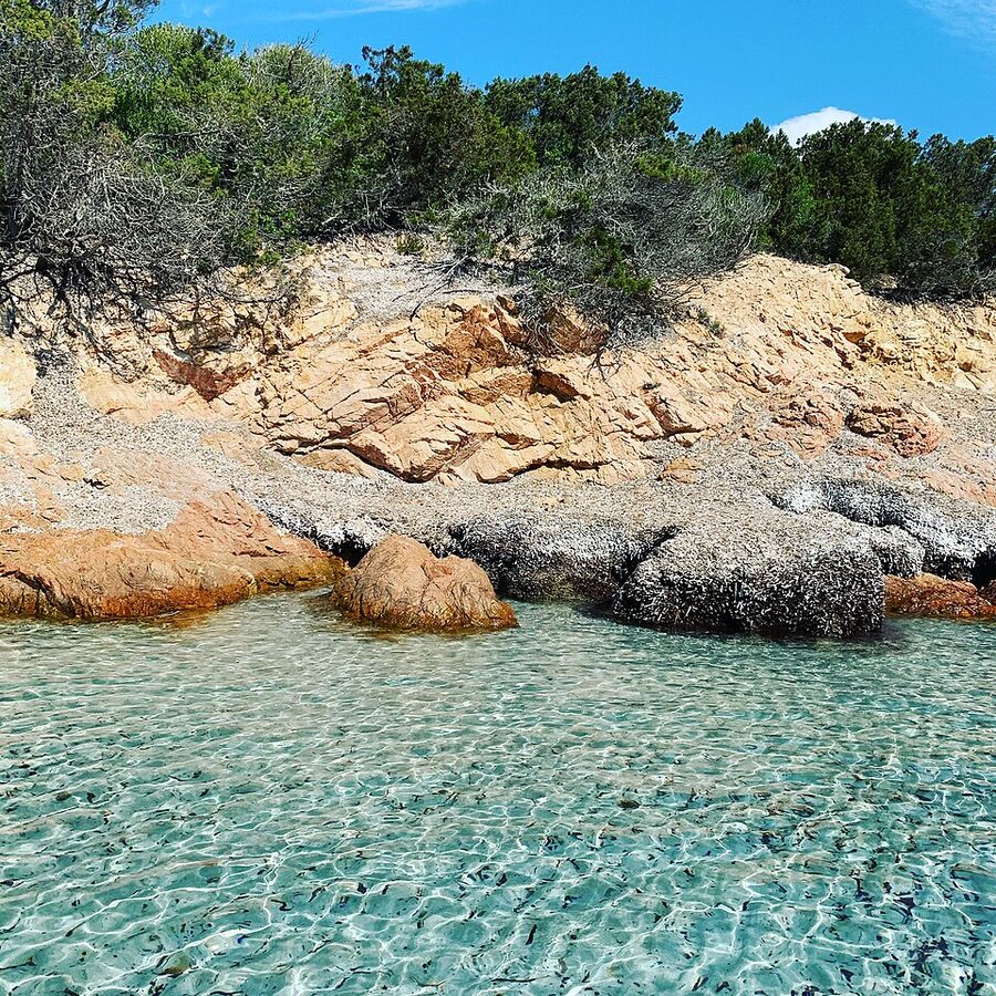 Two seas beach on Caprera with sand strip between two coves
