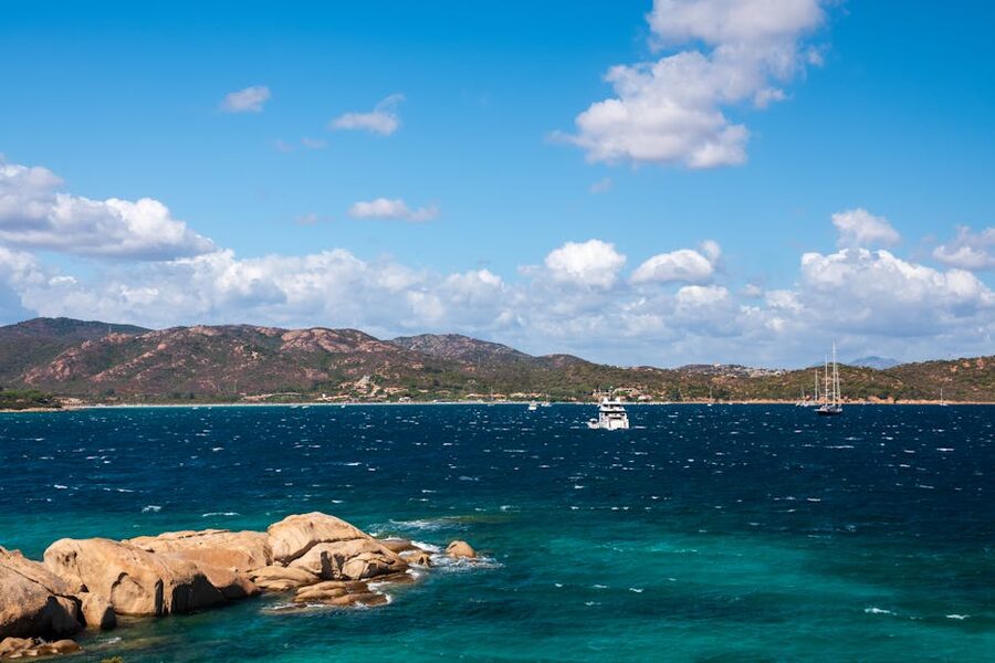 Sailboats on Sardinia coast in summer