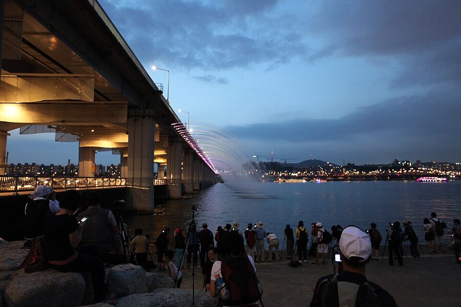 Han River and Banpo Bridge view from the water
