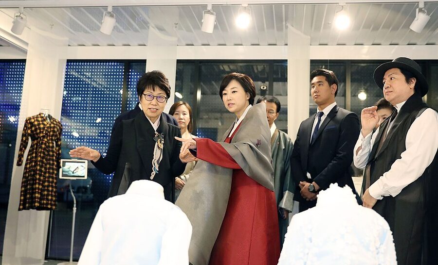 Participants in hanbok on Hanbok Day in Seoul