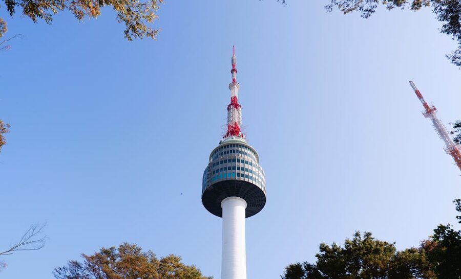 N Seoul Tower on Namsan mountain with autumn foliage
