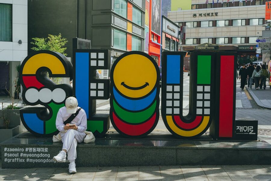 Myeongdong Seoul sign near the Nanta theatre