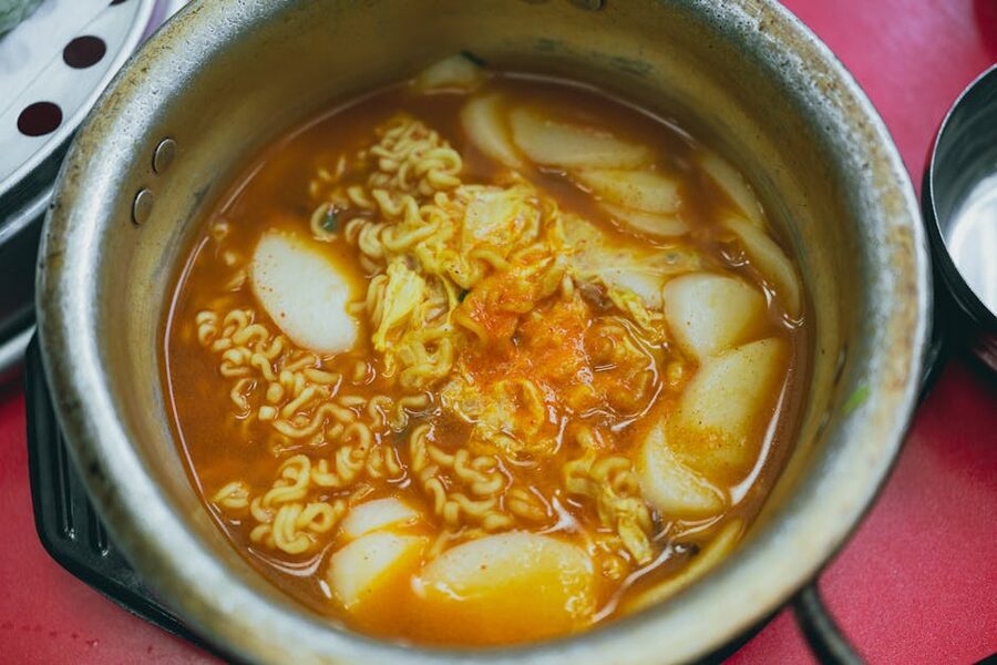 Korean tteokbokki rice cakes and ramen in Seoul
