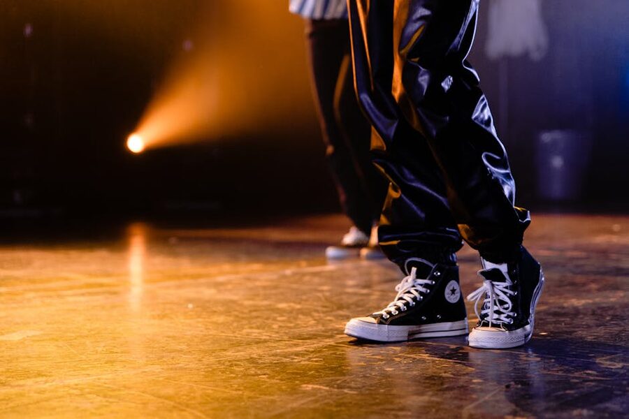 Dancers trainers and stage gear close-up
