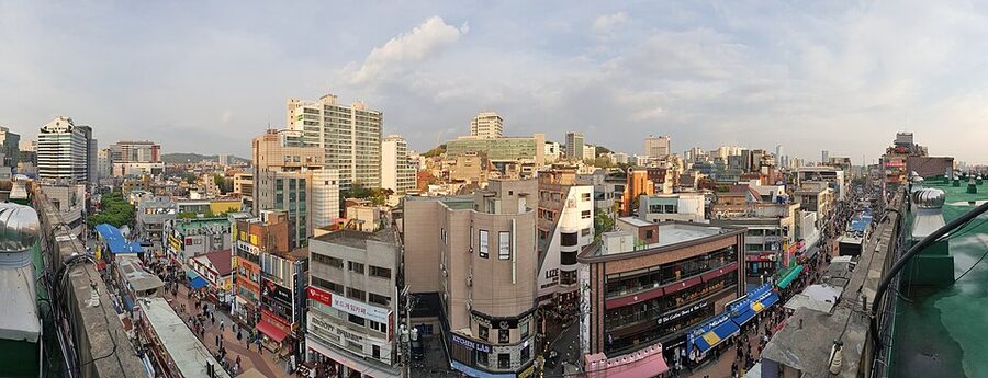 Hongdae district Seoul cityscape