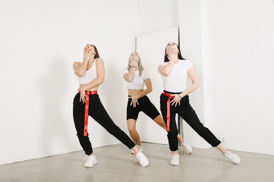 Dancers in sync during a Seoul K-pop rehearsal