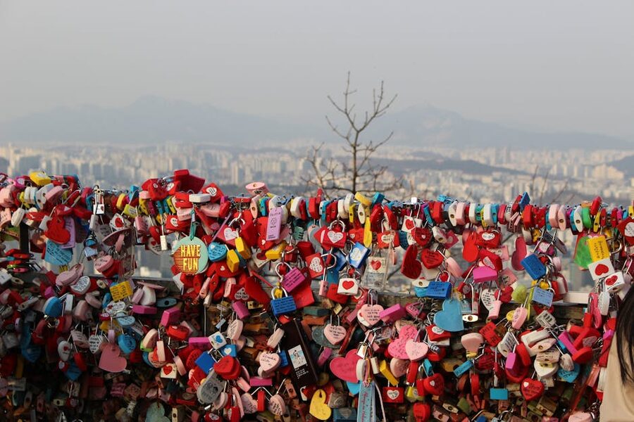 Love locks at N Seoul Tower