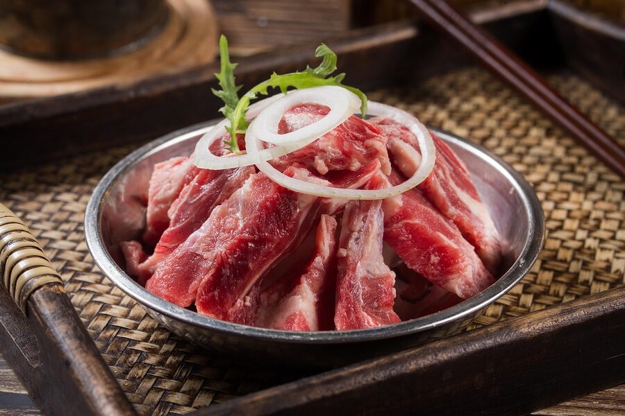 Korean BBQ grilled meat at table