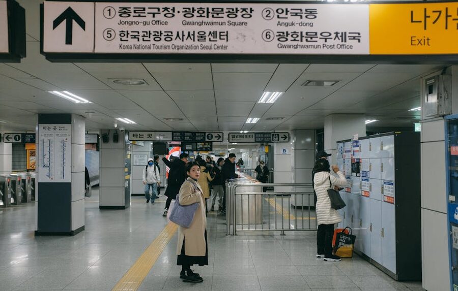 Seoul subway station with commuters