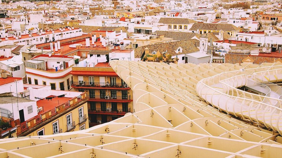 Setas de Sevilla seen from the side of Plaza de la Encarnación