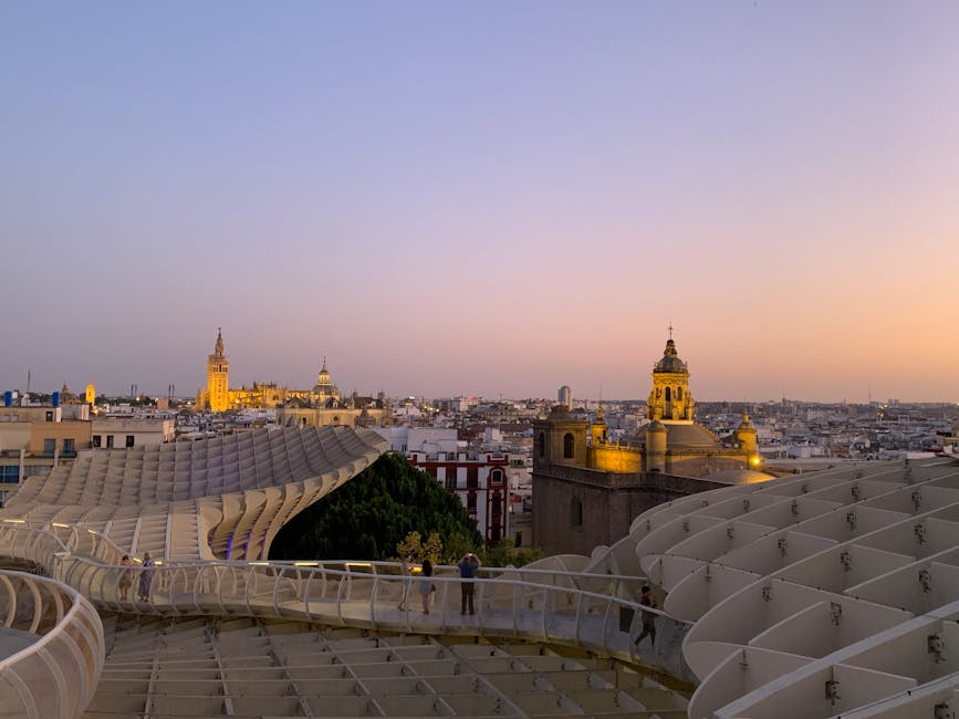 Setas de Sevilla and Seville skyline at sunset