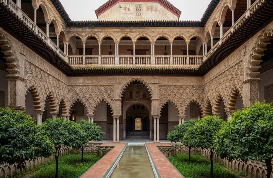 Patio de las Doncellas Moorish architecture at Royal Alcazar