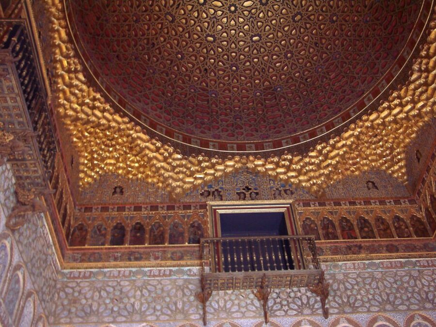 Gilded dome ceiling of Salon de Embajadores