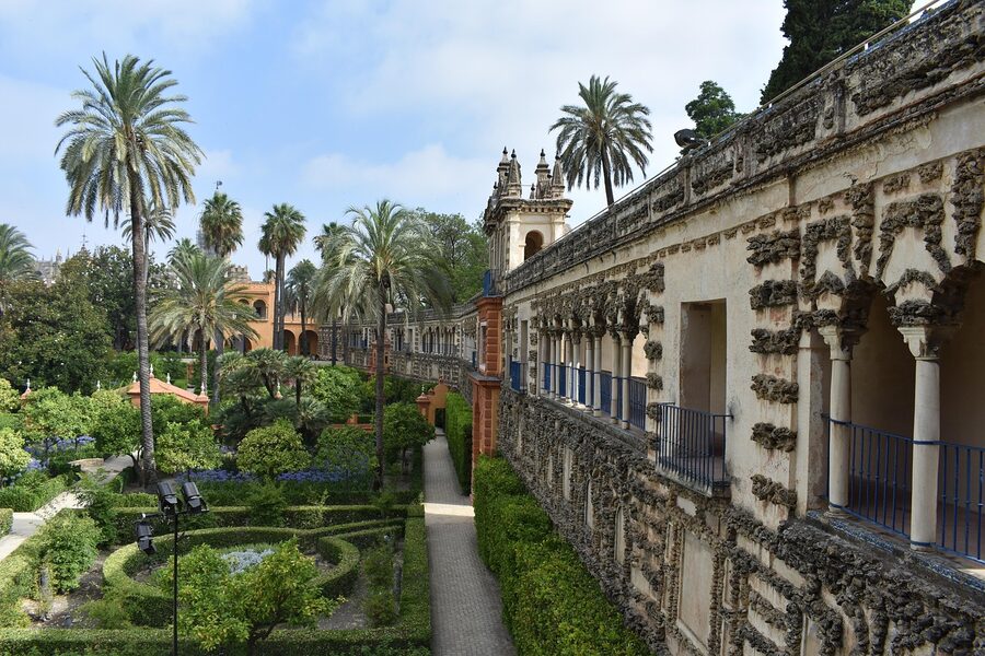 Real Alcazar de Sevilla walls and garden