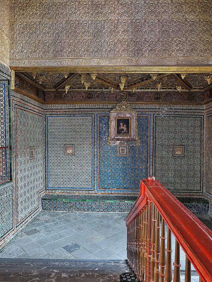 Casa de Pilatos grand staircase landing with tilework Seville