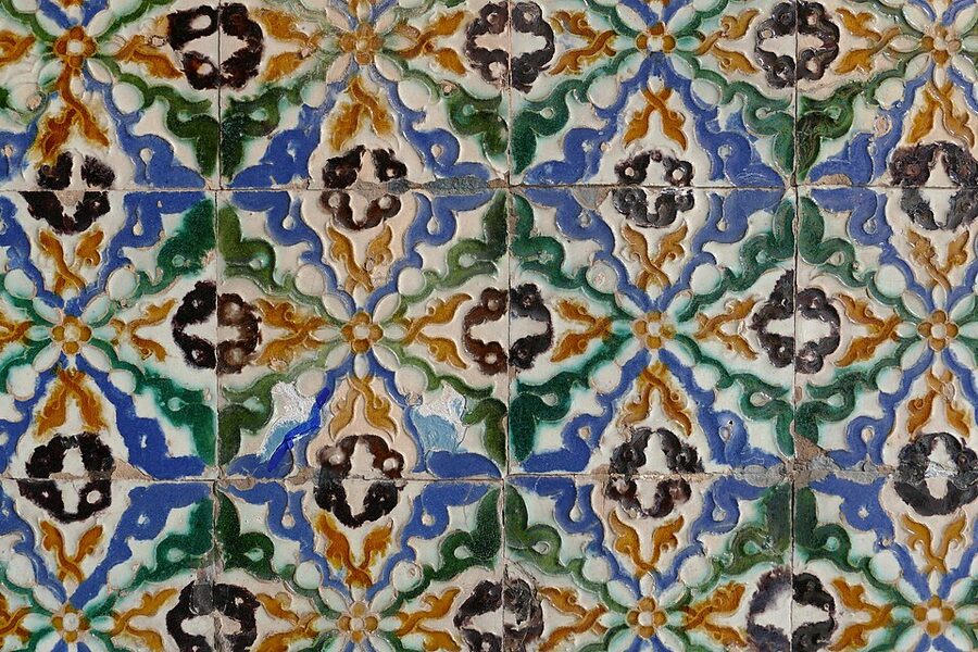Casa de Pilatos blue azulejo tile pattern detail Seville