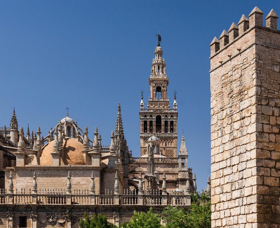 Seville Cathedral and Real Alcazar from the skyline
