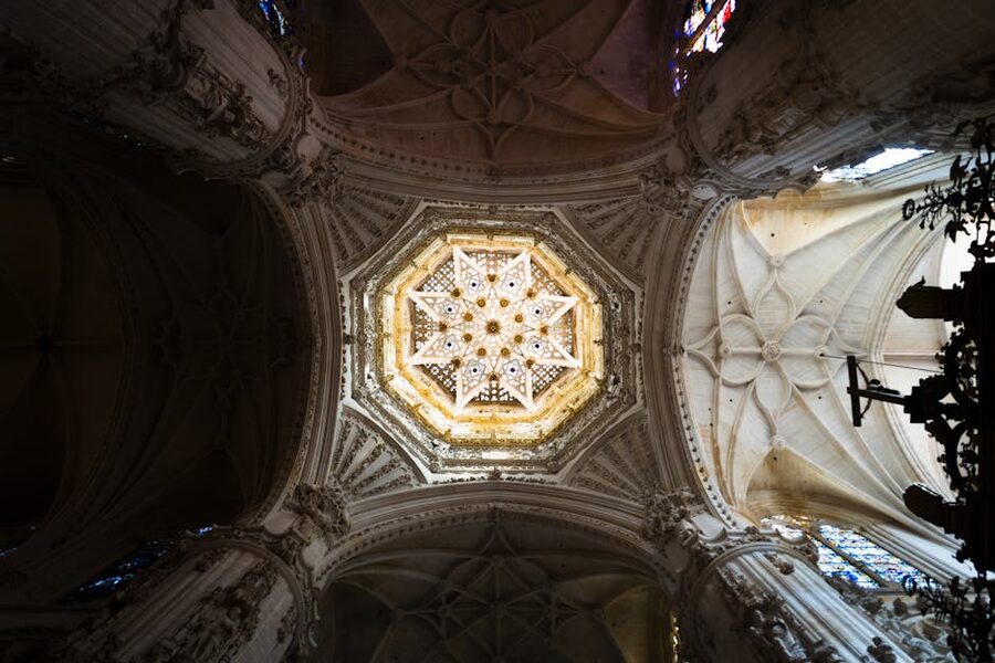 Gothic cathedral ornate ceiling and architectural details