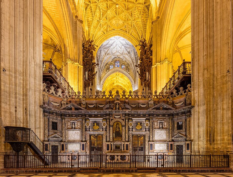 Baroque retrochoir of Seville Cathedral in marble and jasper