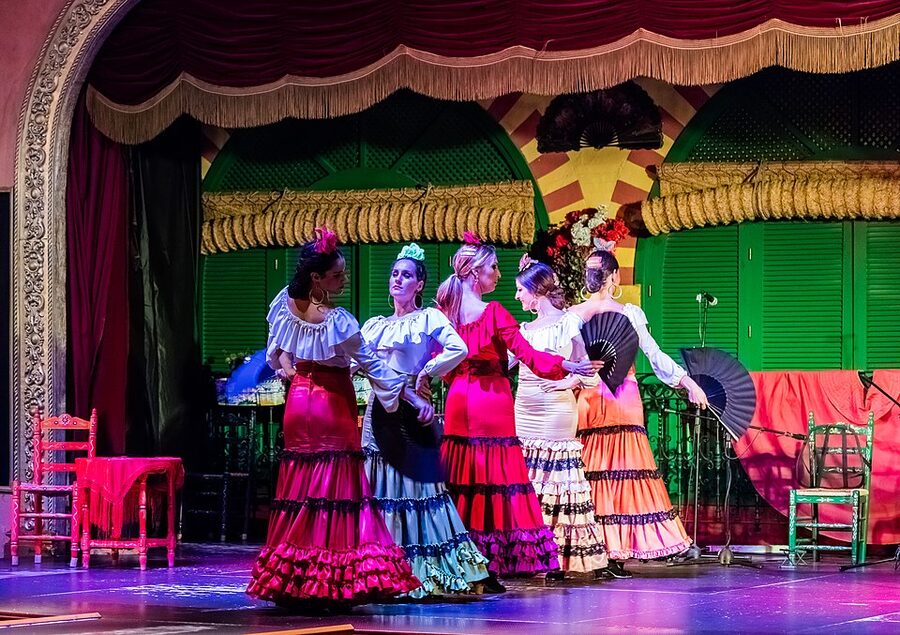 Cantaor singing at flamenco performance, Seville tablao