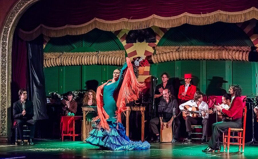 Flamenco dancer spinning at Palacio Andaluz, Seville