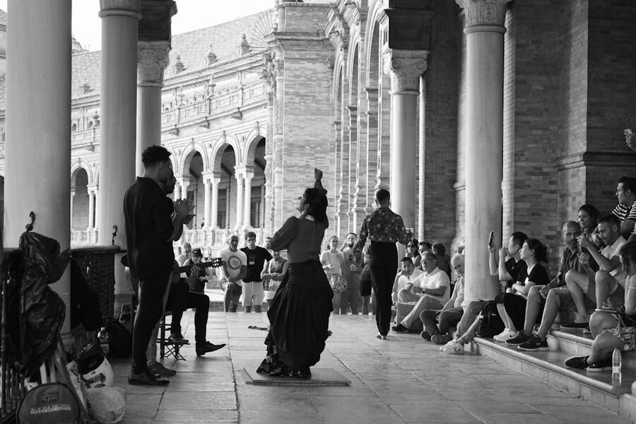 Flamenco performers at Plaza de Espana, Seville