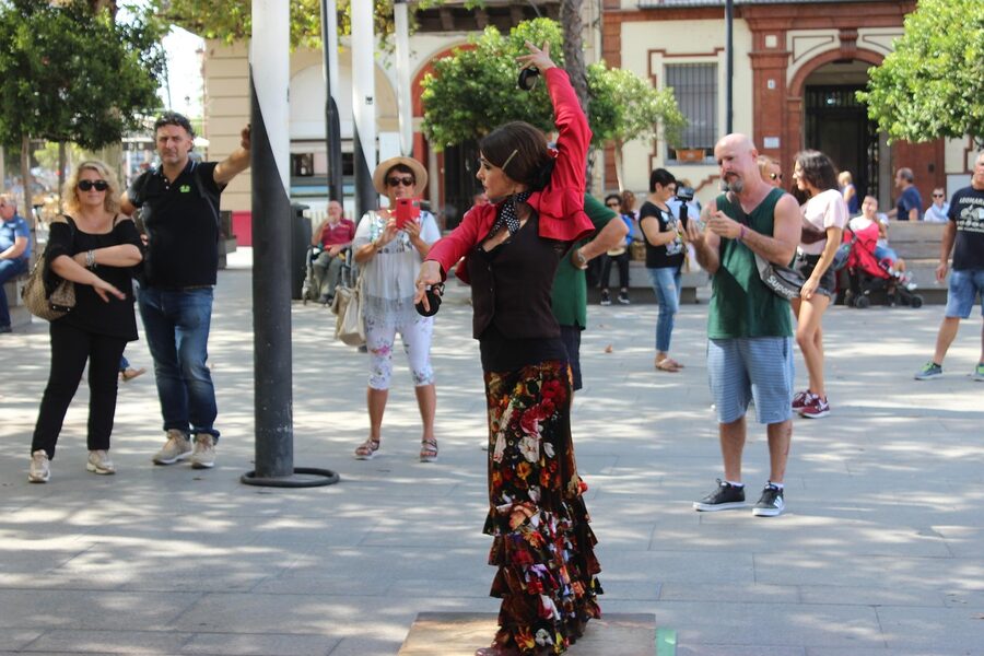 Flamenco street performer in Seville