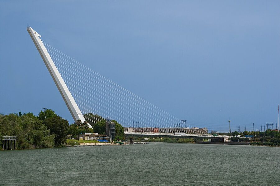 Puente del Alamillo Calatrava bridge with single pylon Seville