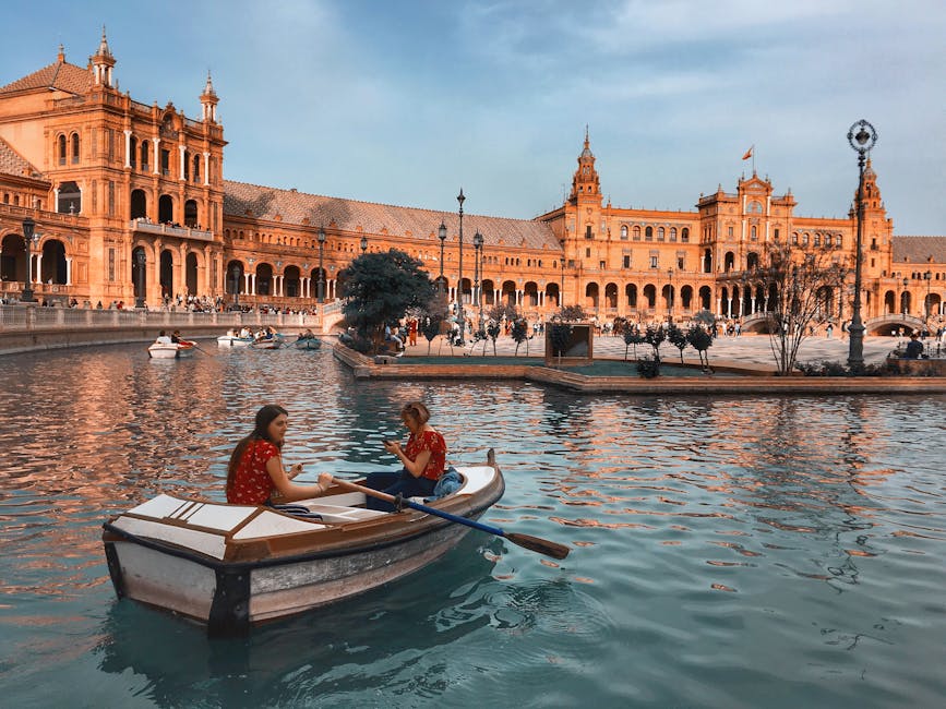 Rowboats on the canal at Plaza de Espana Seville