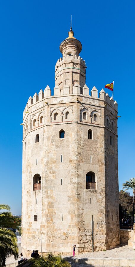Torre del Oro detail with crenellated upper drum Seville