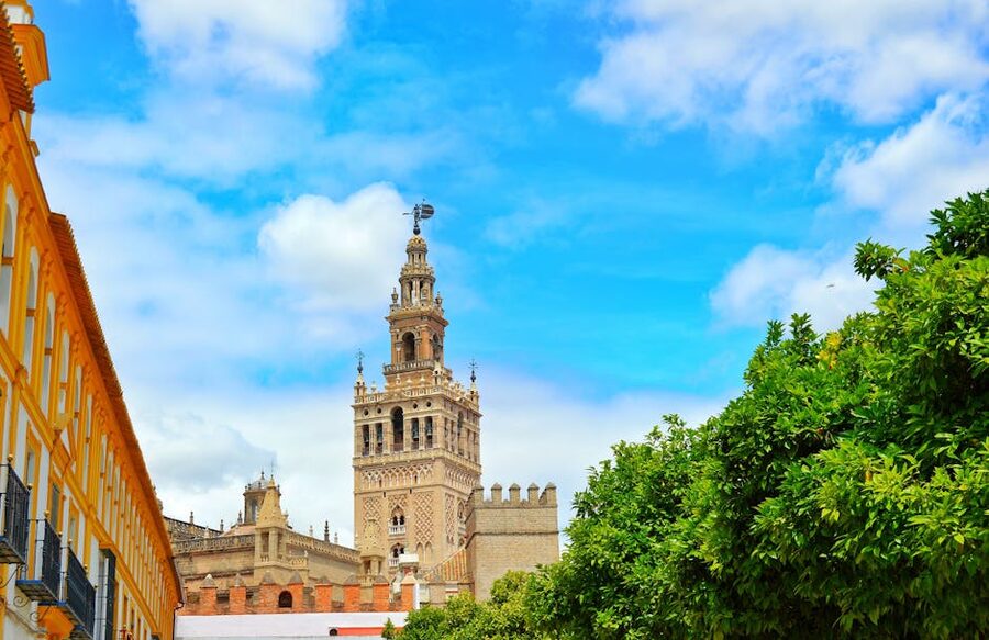La Giralda tower Sevilla against blue sky