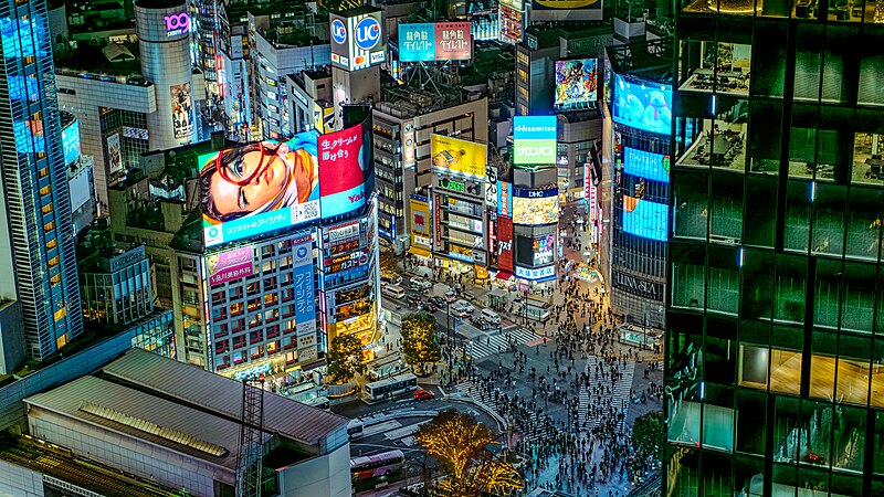 Aerial view of Shibuya Crossing