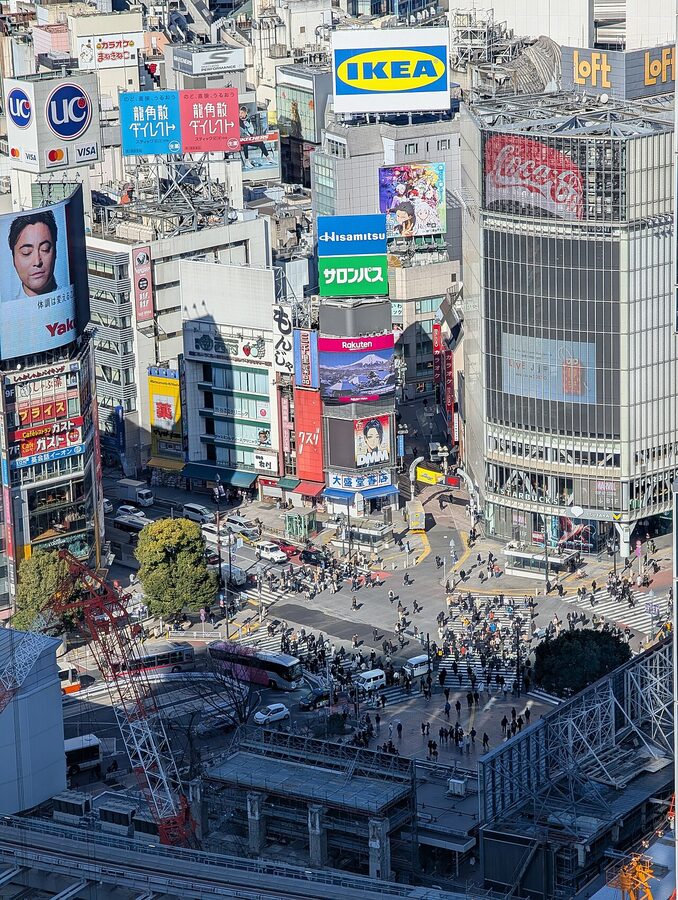Shibuya Crossing seen from Shibuya Stream