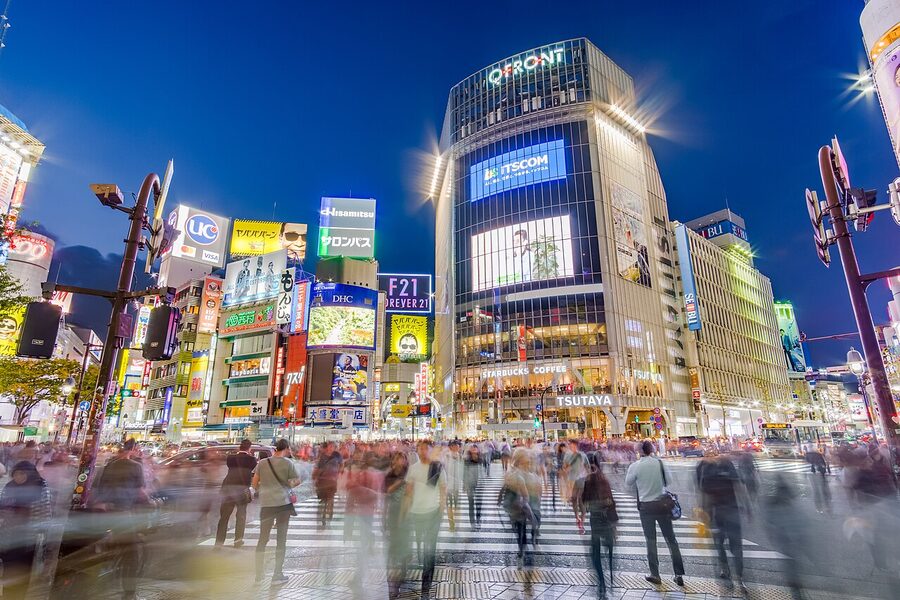Pedestrians at Shibuya scramble crossing Tokyo