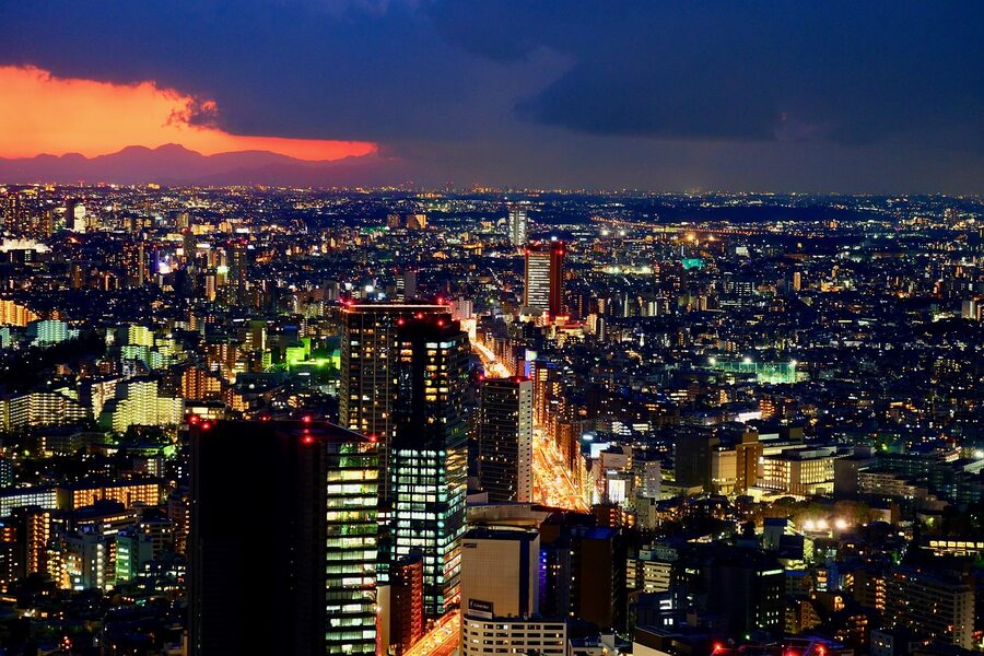 Shibuya Tokyo skyline at twilight