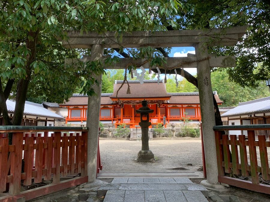 Picturesque view of a Shinto shrine entrance in Nara Japan
