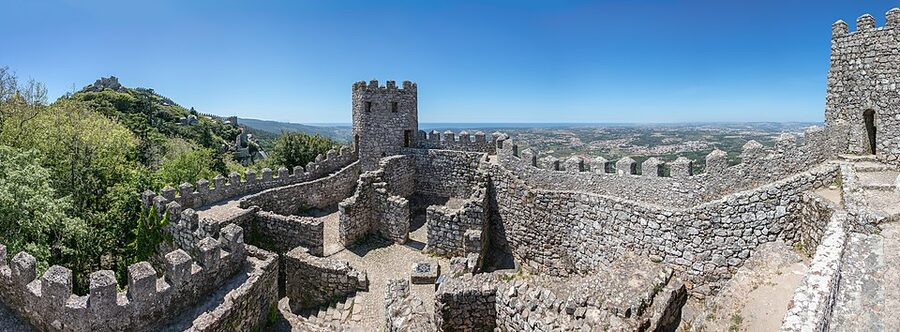 Castle of the Moors stone walls panorama Sintra Portugal