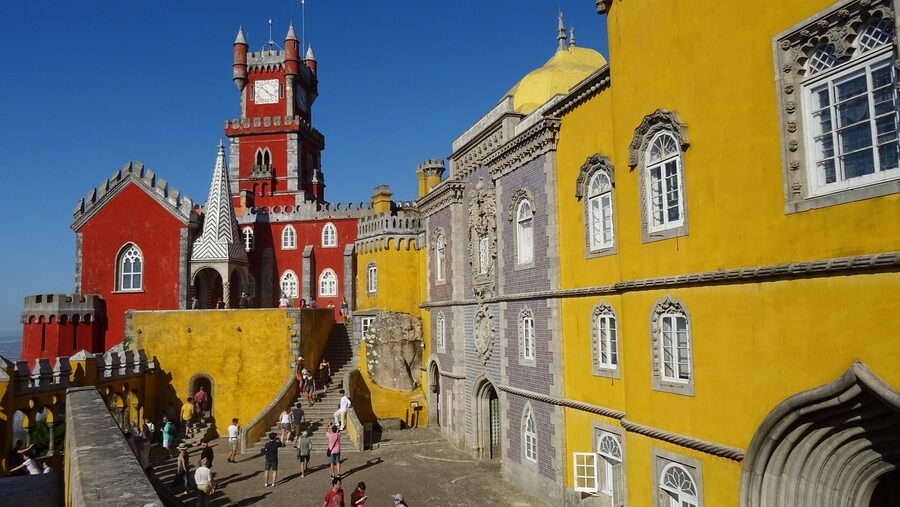 Pena Palace fairytale colourful walls Sintra Portugal