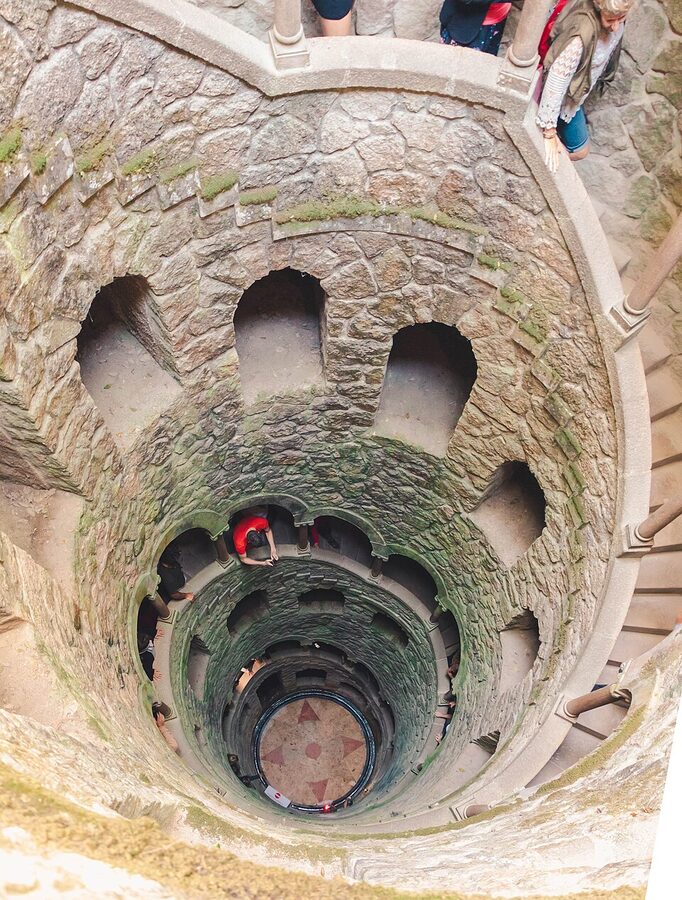 Quinta da Regaleira initiation well spiral staircase top down view Sintra