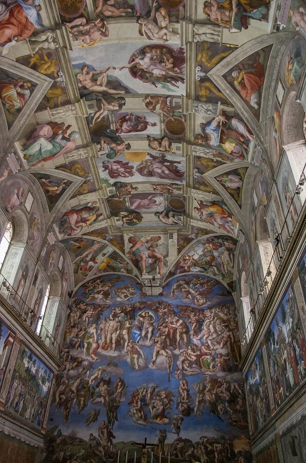 Sistine Chapel ceiling Michelangelo wide view