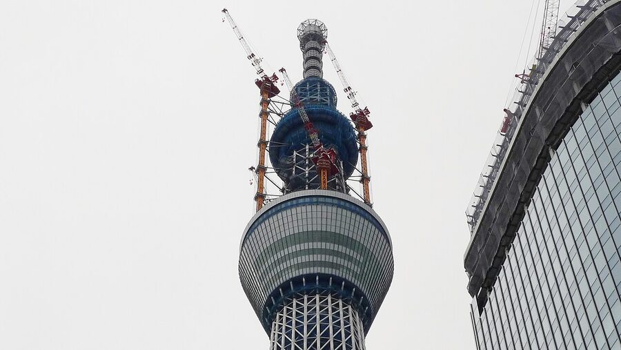 Tokyo Skytree nearing completion in January 2011