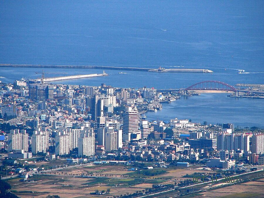 Sokcho city view from Mount Gwongeumseong in Seoraksan