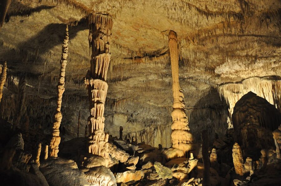 Stalactites and stalagmites in a Spanish cave