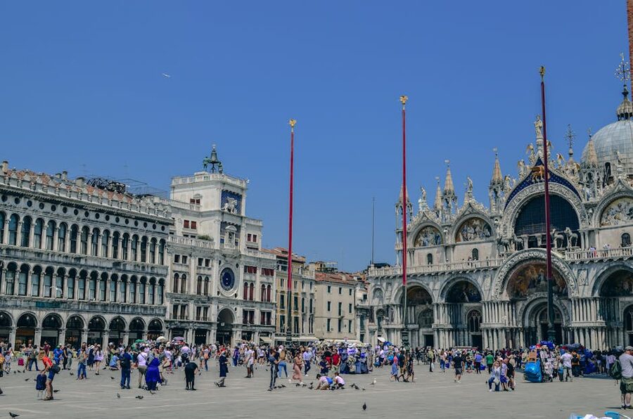 St Marks Square crowded with tourists Venice