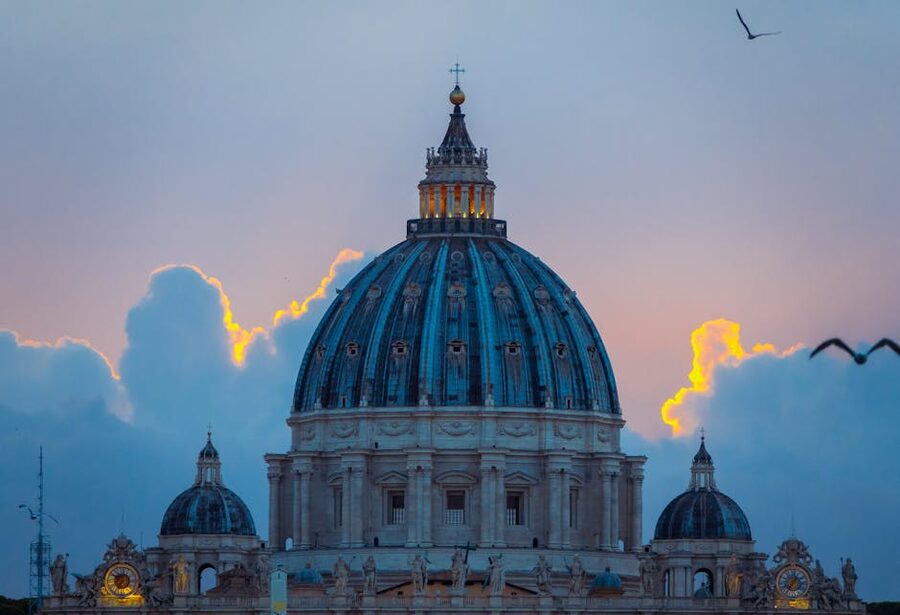 St Peter's Basilica dome at sunset