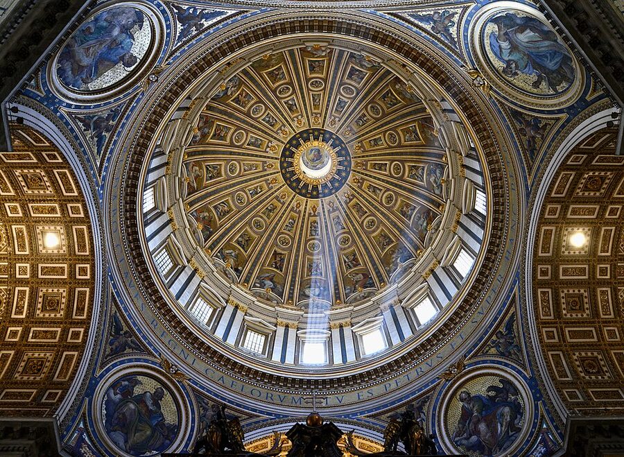The nave of St Peter's Basilica with the Baldachin in the distance