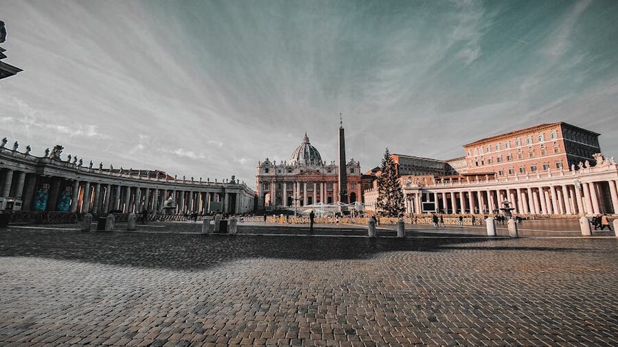 Panoramic view of St Peter's Square and Basilica