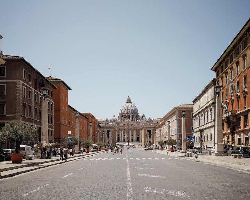 View of St Peter's Basilica from Via della Conciliazione