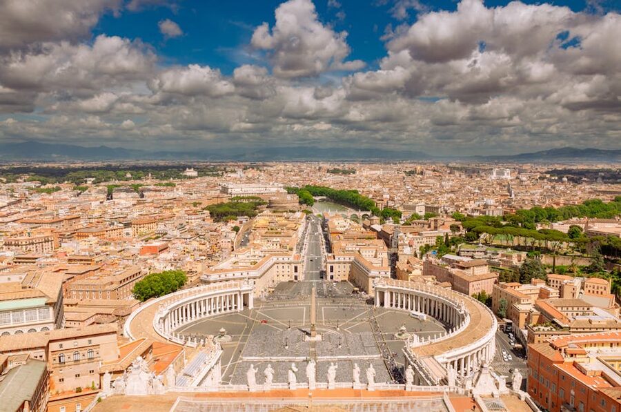 Aerial view of St Peters Square Vatican City